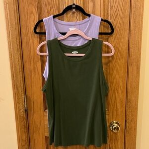Old Navy Green and Purple Tank Tops